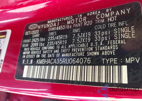 2024 Hyundai Kona N Line z USA, uszkodzony, nr VIN KM8HACA35RU064076